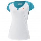 Tee-shirt Babolat Play Femme Blanc/Bleu/Corail