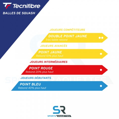 Balles Squash Tecnifibre Point Rouge x2 23250