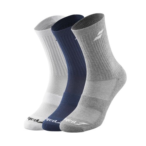 Chaussettes Babolat Hautes x3 Blanc/Bleu/Gris