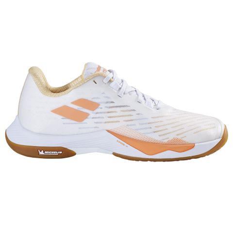 Chaussures Badminton Babolat Shadow Tour 5 Femme Blanc/Orange