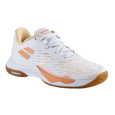 Chaussures Badminton Babolat Shadow Tour 5 Femme Blanc/Orange