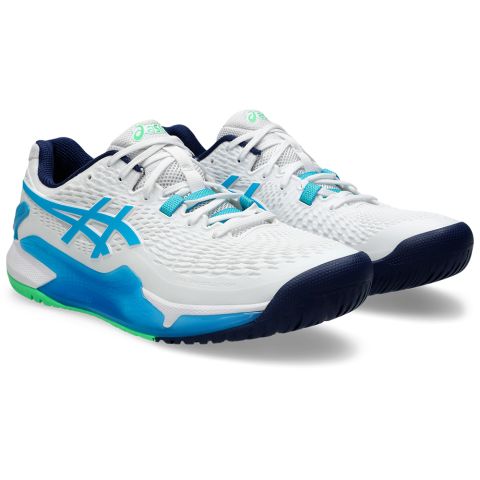 Chaussures Tennis Asics Gel Resolution 9 Homme Blanc/Bleu Digital