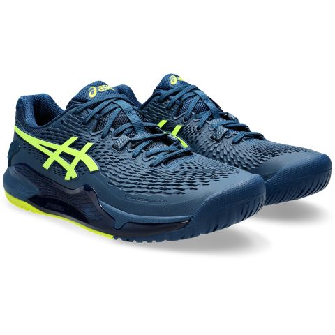 Chaussures Asics Gel Resolution 9 Homme Bleu Jaune Sports Raquettes