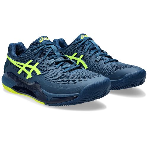 Chaussures Tennis Asics Gel Resolution 9 Terre Battue Homme Bleu/Jaune