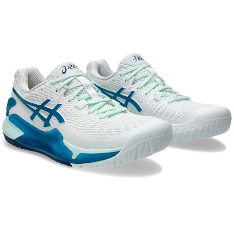 Chaussures Tennis Asics Gel Resolution 9 Femme Blanc/Bleu Clair