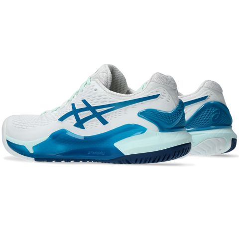 Chaussures Tennis Asics Gel Resolution 9 Femme Blanc/Bleu Clair