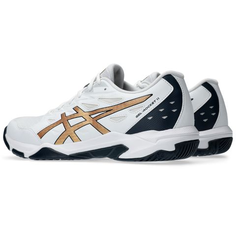 Chaussures Badminton Asics Gel Rocket 11 Homme Blanc/Or