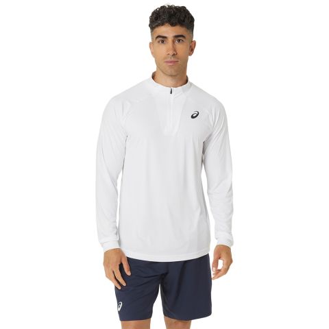 Tee-shirt Asics Court LS 1/2 Zip Homme Blanc