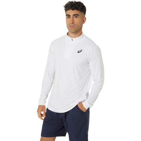 Tee-shirt Asics Court LS 1/2 Zip Homme Blanc