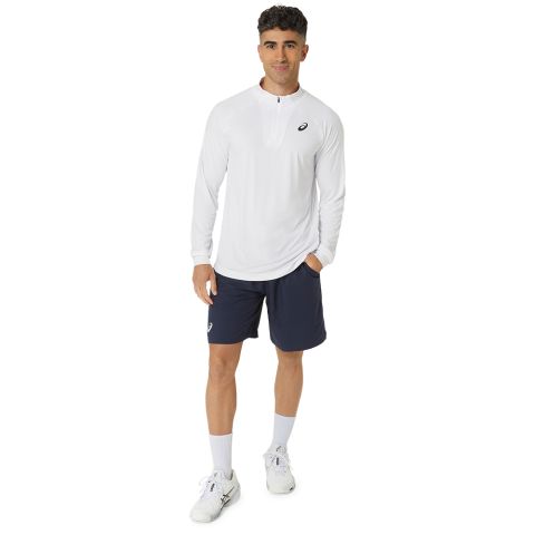 Tee-shirt Asics Court LS 1/2 Zip Homme Blanc