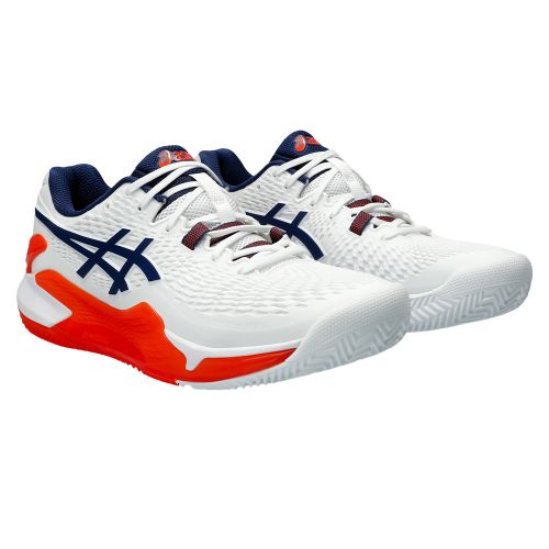 Chaussures Asics Gel Resolution 9 Clay Homme Blanc/Bleu/Orange