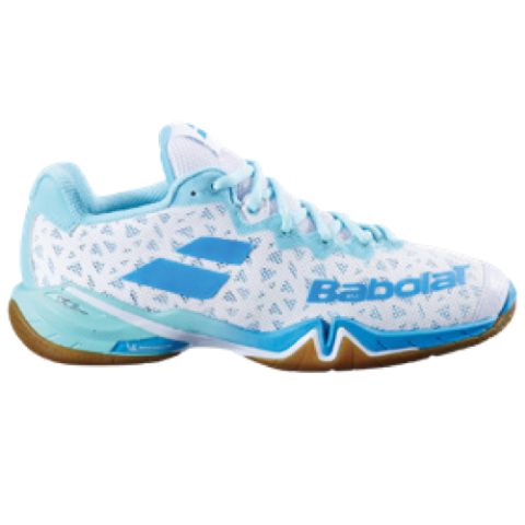 Chaussures Badminton Babolat Shadow 4 Femme Blanc/Lagoon